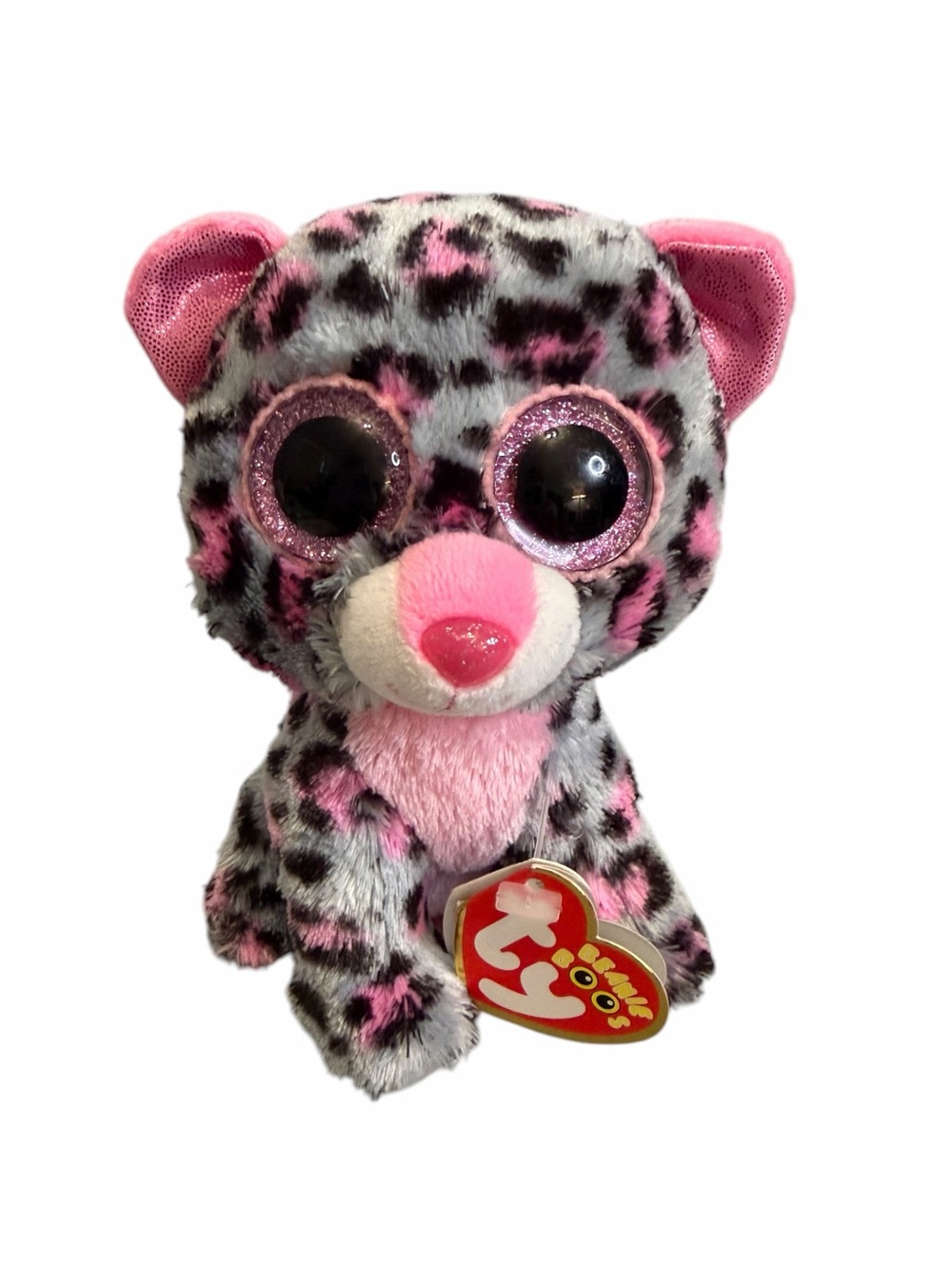 Ty Beanie Boo 6" Tasha Grey & Pink Leopard